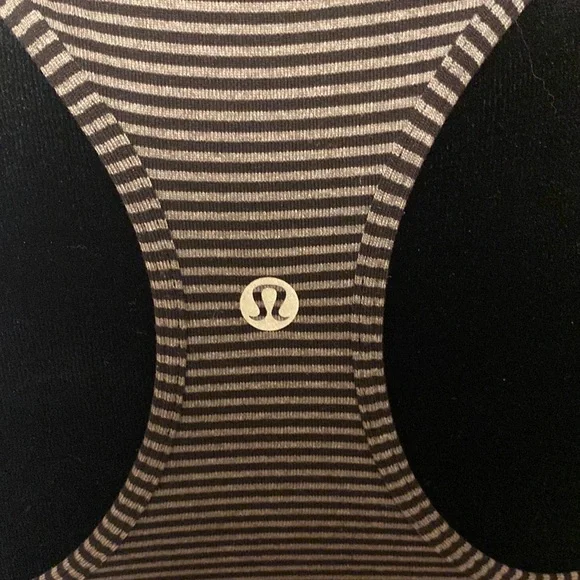 Lululemon Razorback Black and Dark Gray Striped Workout Tank w/ Bag - Picture 4 of 7